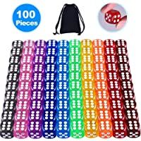 AUSTOR 100 Piezas 6 - Caras Dados Set (Free Bolsa)- 10 Colores Diferentes 16mm acrílico Dados para Tenzi- Farkle…